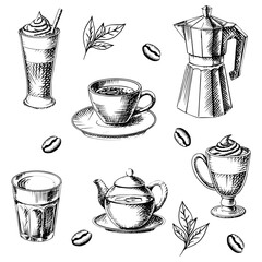 Hand-Drawn Coffee and Tea Illustrations Collection