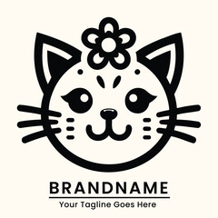  Minimalist and cheerful cat logo with a sleek and modern aesthetic perfect for digital products or online services