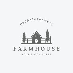 farm or barn house line art logo vector symbol design illustration © lha10