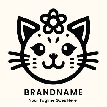  Minimalist and cheerful cat logo with a sleek and modern aesthetic perfect for digital products or online services