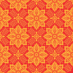 Japanese Luxury Star Flower Vector Seamless Pattern