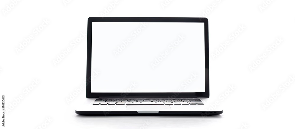 Aufkleber Work With laptop computer in Home Office on isolated white screen. with copy space image. Place for adding text or design