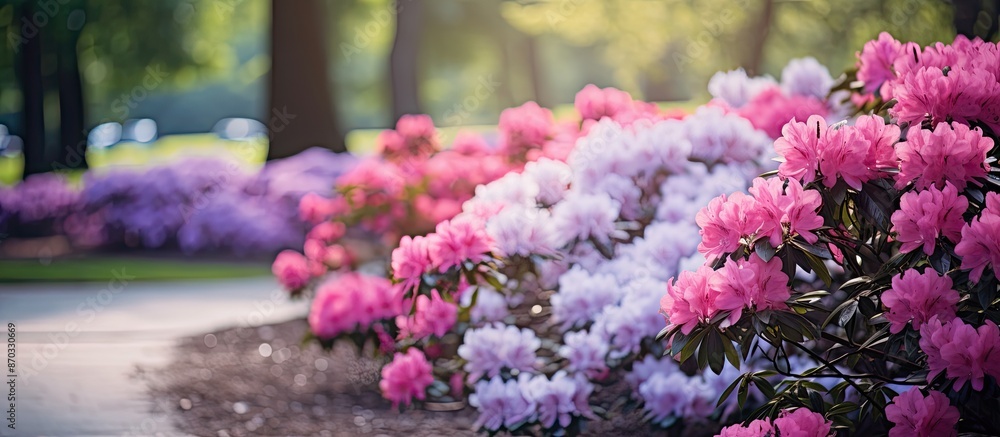 Aufkleber stunning blooms in the park with ample copy space image available.
