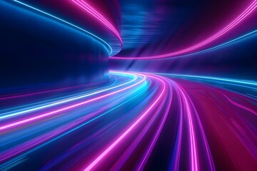 Futuristic Neon Light Trail Effect for Virtual Reality Motion Backgrounds