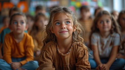 Fototapeta premium Illustrate a classroom setting with students of varying ages participating in a group discussion