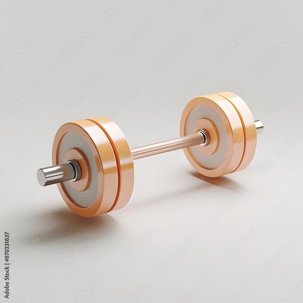 Poster minimalist 3d barbell icon in soft gradient colors and matte texture