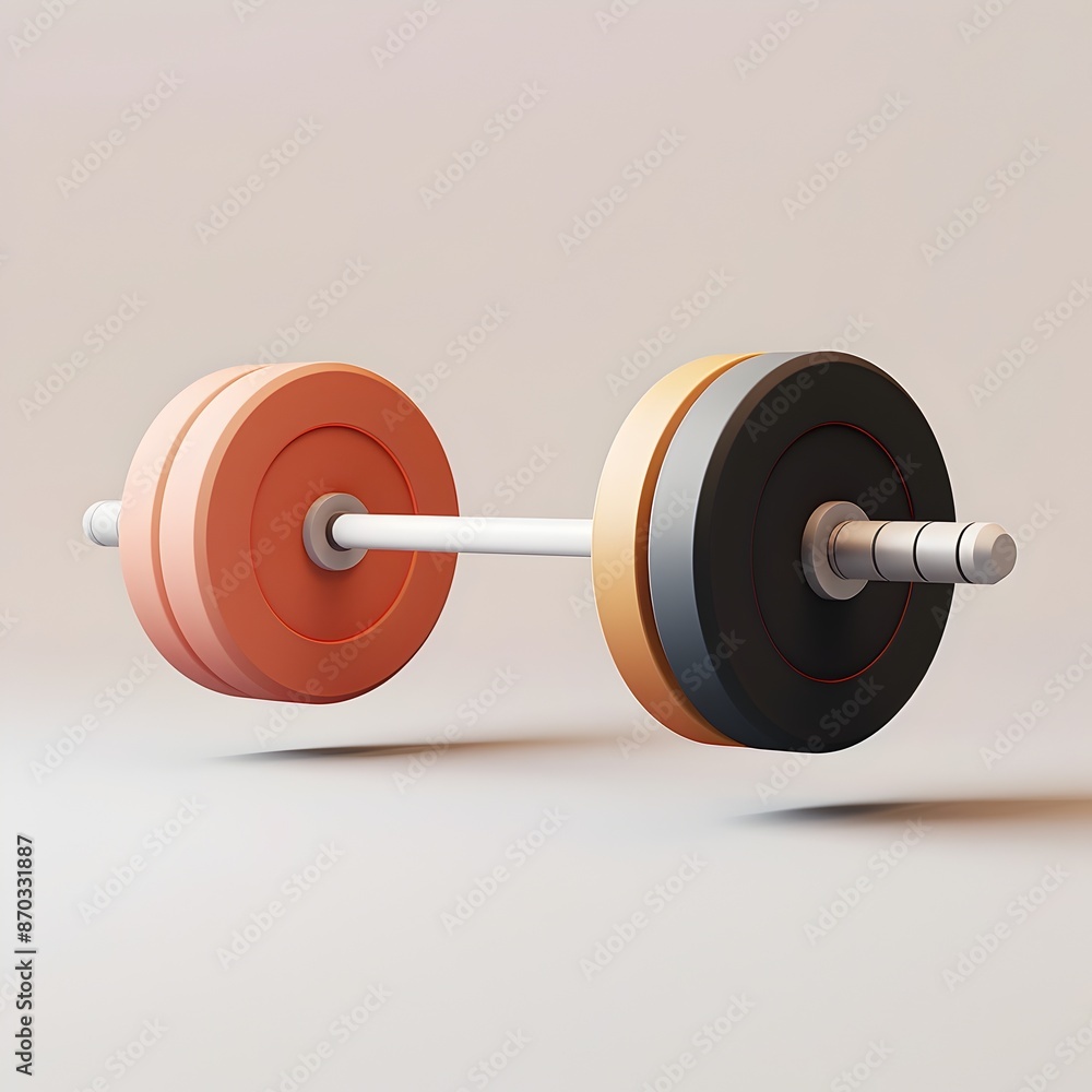 Poster minimalist 3d barbell icon with soft gradient and matte texture