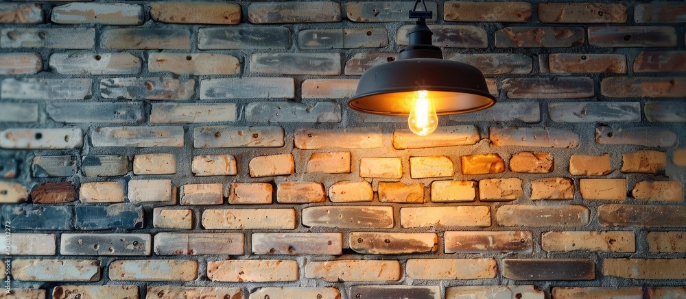 Aufkleber interior lamp fixture and brick wall background. with copy space image. place for adding text or des