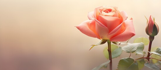 A serene rose blending subtle hues with gentle radiance, ideal for a copy space image.
