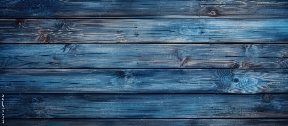 Poster conceptualize a design theme using a backdrop of blue wooden planks, ideal for showcasing copy space