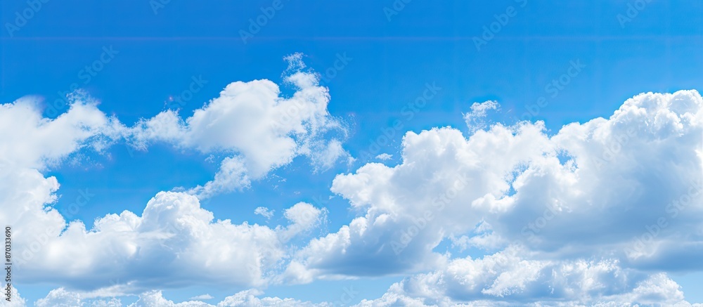 Aufkleber blue sky with white fluffy clouds for a background with copy space image.