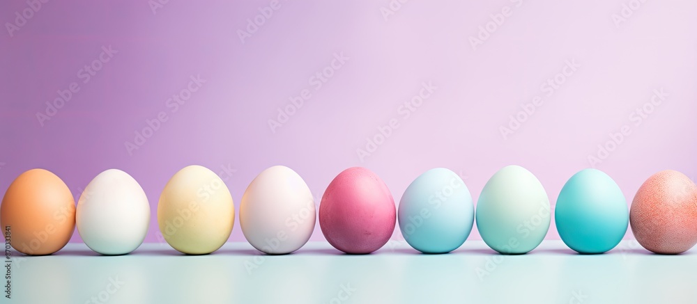 Leinwandbilder colorful easter eggs on a pastel background, creating a festive holiday concept with space for addin