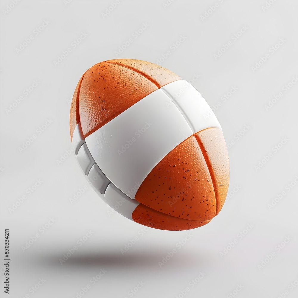Poster minimalist 3d football icon floating on white background with soft lighting and gradient colors