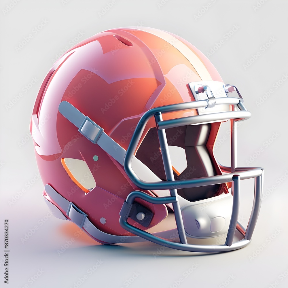 Poster minimalistic 3d football helmet icon on white background with soft lighting and smooth gradient