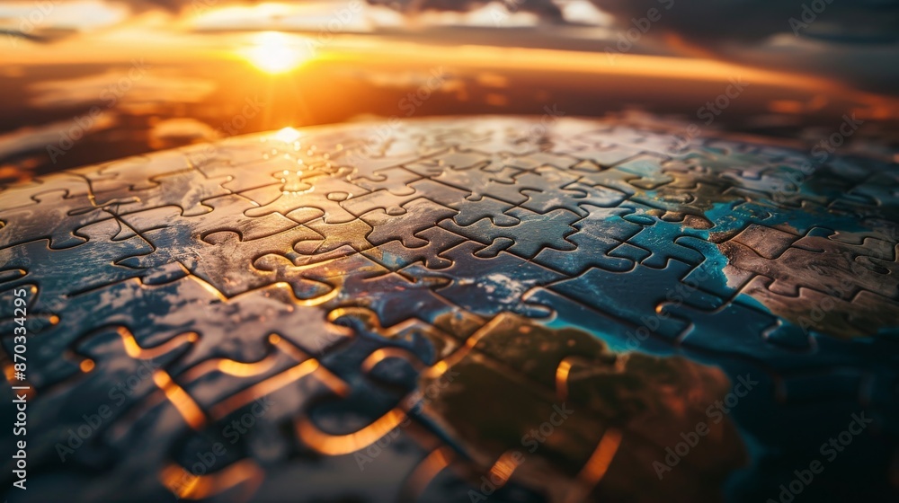 Poster the world is a puzzle, with each piece representing a different aspect of life that, when put togeth