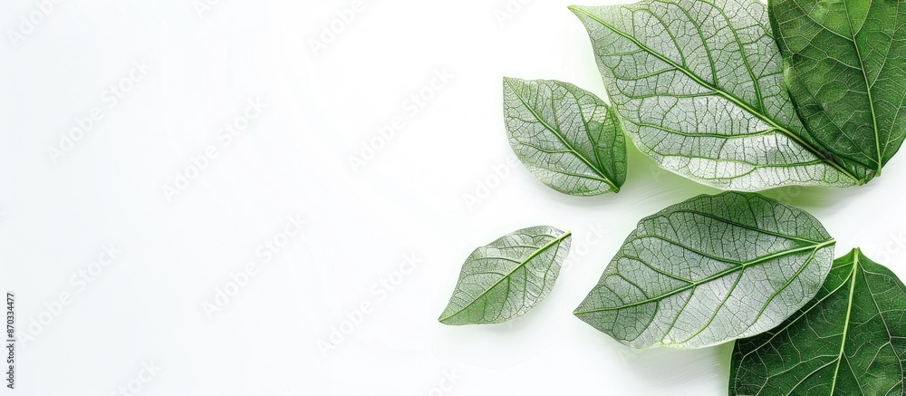Aufkleber Fresh leaves with intricate patterns and textures, isolated on a white background with copy space image
