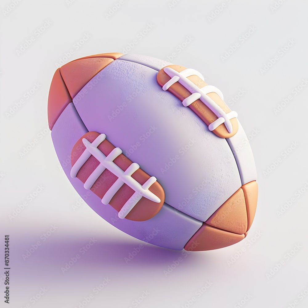 Poster minimalist 3d football icon with soft gradient colors and matte clay texture on white background