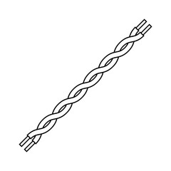 The twisted wire icon. An electric wire woven from two wires. A black outline. Vector illustration isolated on a white background for design and web.