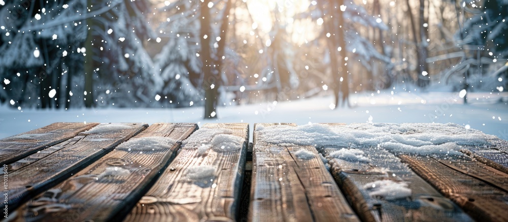 Poster background of wooden planks in the winter, natural wood texture. with copy space image. place for ad