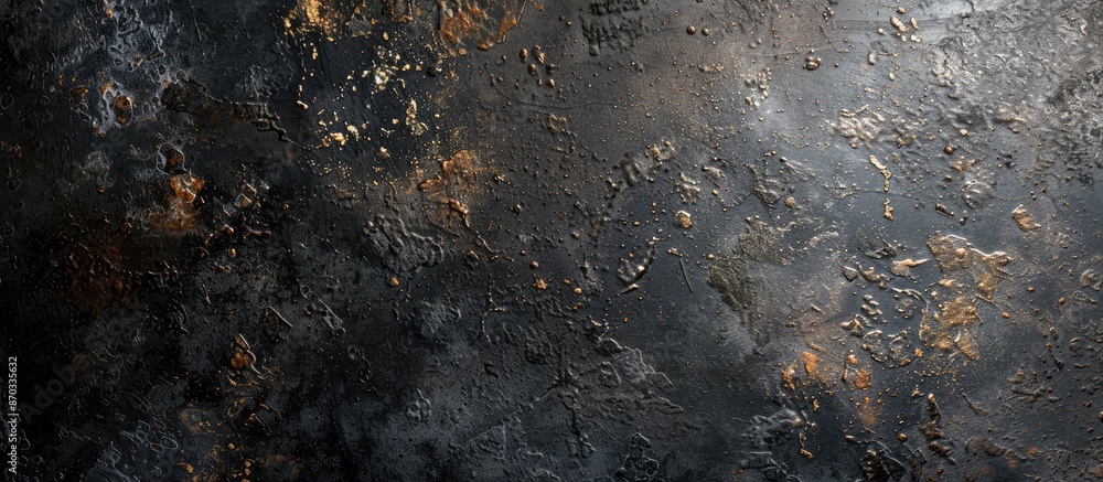 Aufkleber metallic abstract designs on a textured cement surface with copy space image.