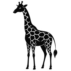 Obraz premium Giraffe silhouette with pattern Stock Photo, vector black color silhouette