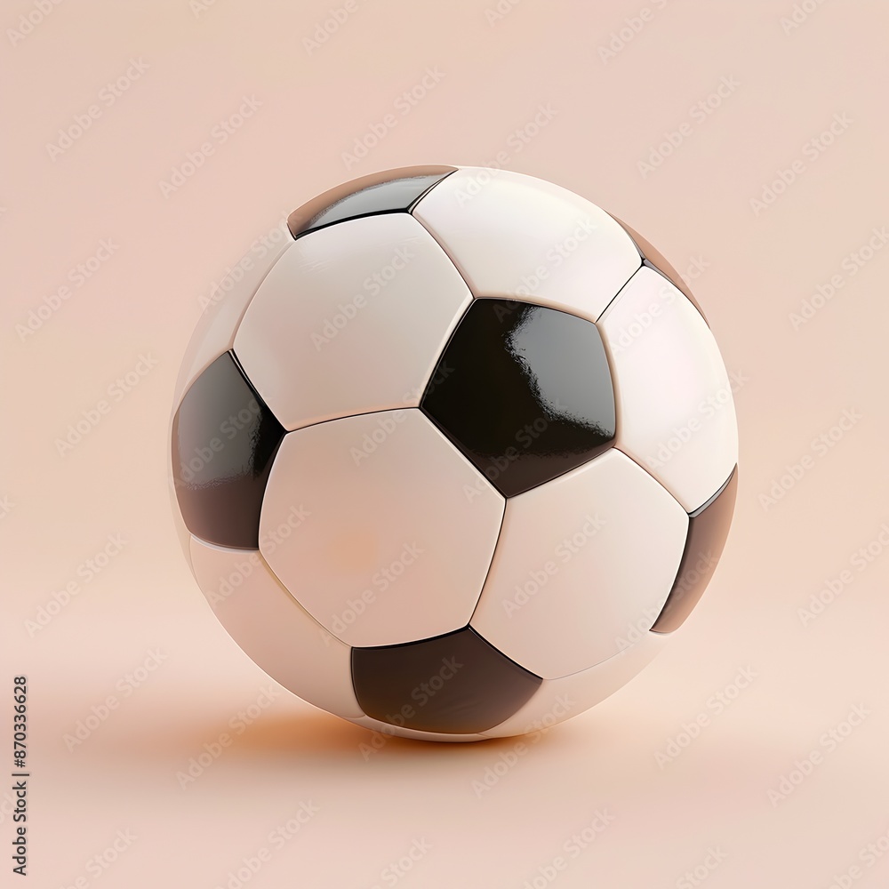 Poster minimalistic 3d soccer ball icon with soft gradient texture on white background