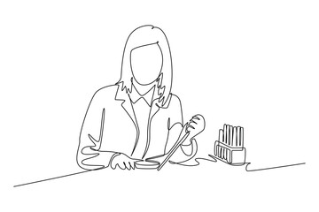 Scientist concept. Single line draw design vector graphic illustration.