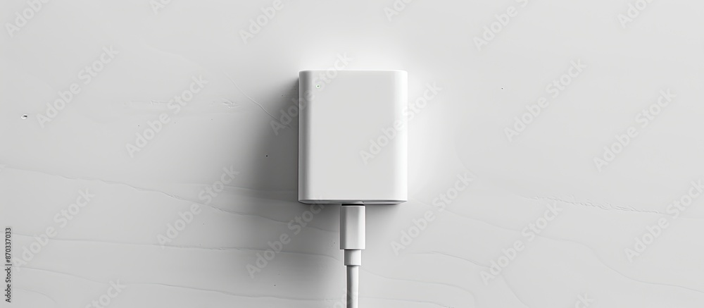 Poster Fast charger adapter featuring a mini port on a white background with copy space image available.