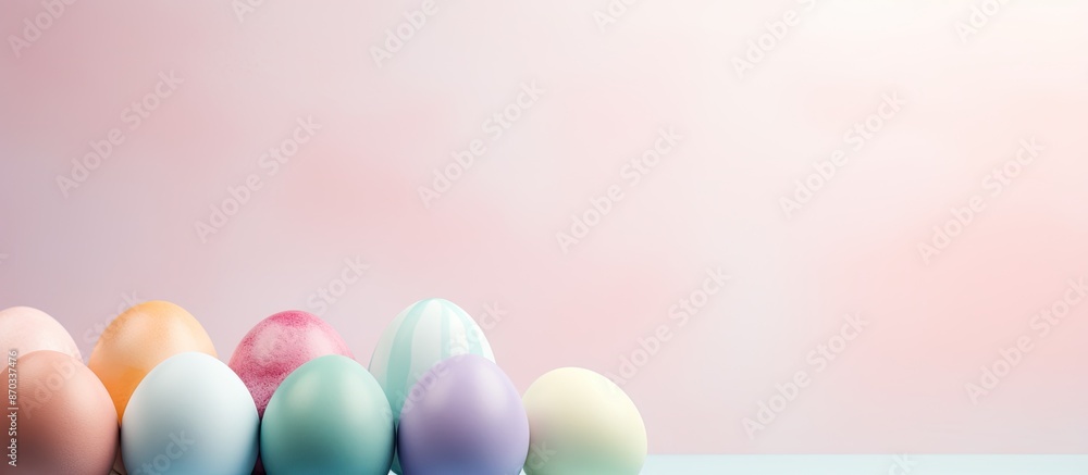 Leinwandbilder colorful easter eggs on a pastel background, creating a festive holiday concept with space for addin