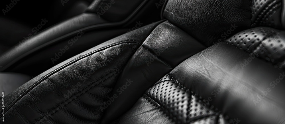 Poster black leather seat tear. with copy space image. place for adding text or design