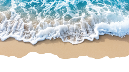 sea waves on the beach isolated on transparent white background, clipping path