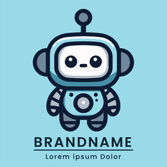 Cute robot logo with a playful and friendly design perfect for tech startups or robotics companies aiming for a youthful audience