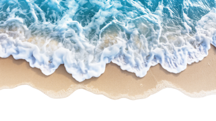 sea waves on the beach isolated on transparent white background, clipping path