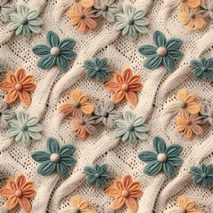 seamless repeat pattern; the texture of the fabric, knitted with Flowers and leaf
