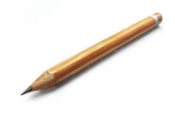 Detailed close up of a sharpened pencil on a white background representing writing creativity and education