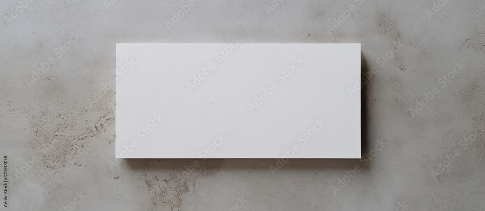 Poster Diagonal white business card mockups with soft shadows on a light grey concrete surface for a flat lay, top view with an open composition and copy space image.