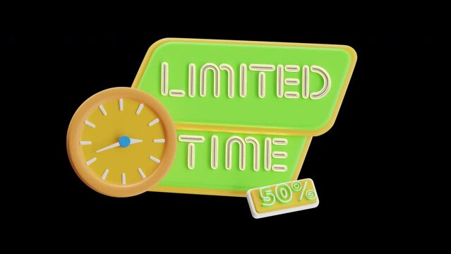 3D Animation of Limited Time Events offer discounts | Alpha Channel