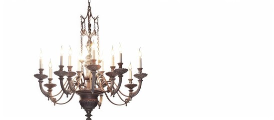 Chandelier in vintage style isolated on white background. with copy space image. Place for adding text or design