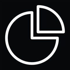 White Chart Line Graph Icon on Black Background