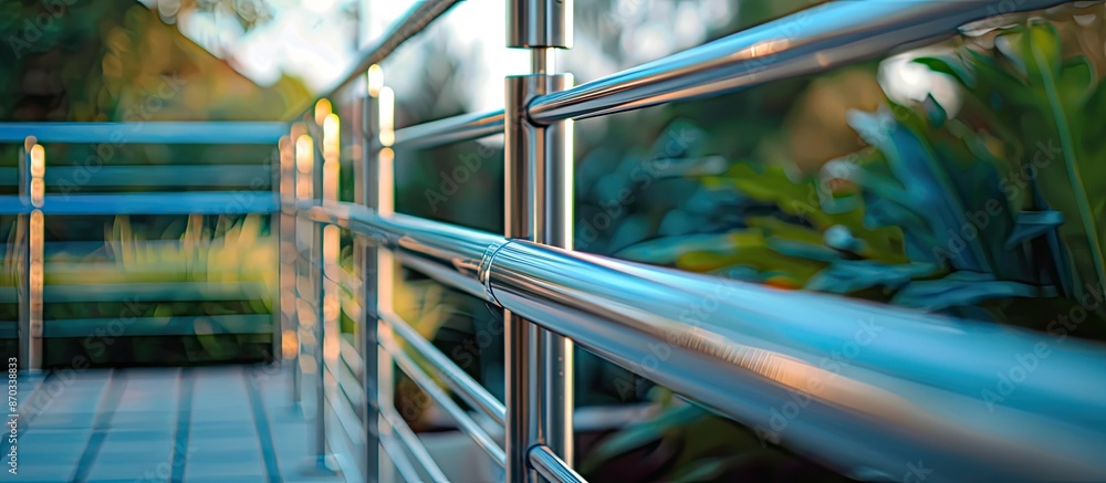 Leinwandbilder the blurred background of the railing made of stainless steel, for blocking each other from falling 