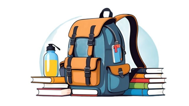 back to school, school bag with school supplies, backpack and school supplies, back to school concept