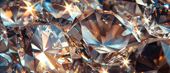 raw Diamond stone texture surface material close-up with beautiful sparkling shiny light wide background