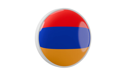 armenia, armenian Circle flag icon . Transparent backgound. 3d rendered with alpha channel. Round shape. 	