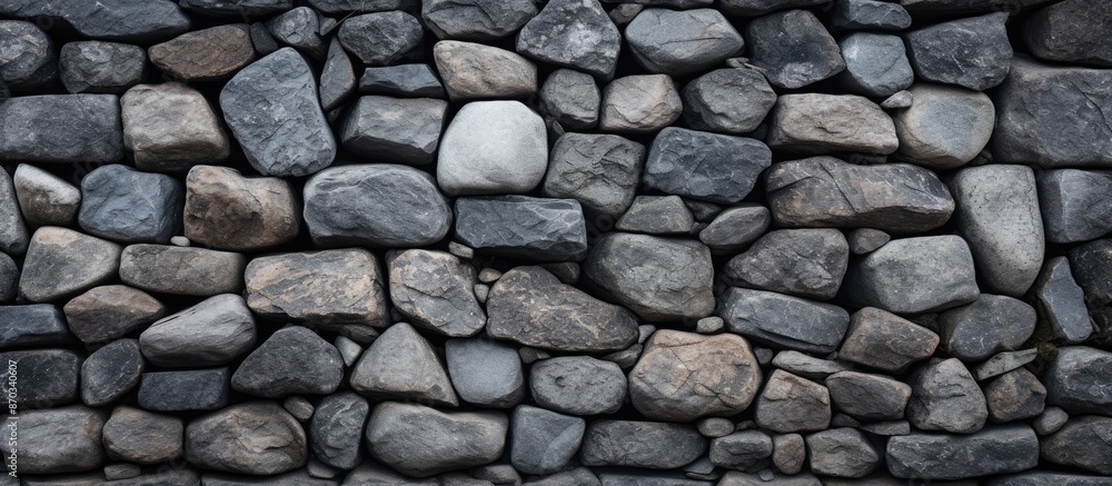 Poster an up-close view of the stones on a stone wall with copy space image.