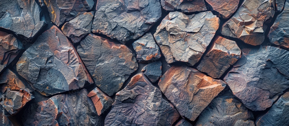 Aufkleber abstract background of andesite rock wall with volcanic stone texture. arranged rock fragments form 