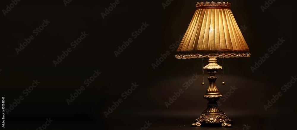 Poster vintage table lamp isolated on black. with copy space image. Place for adding text or design