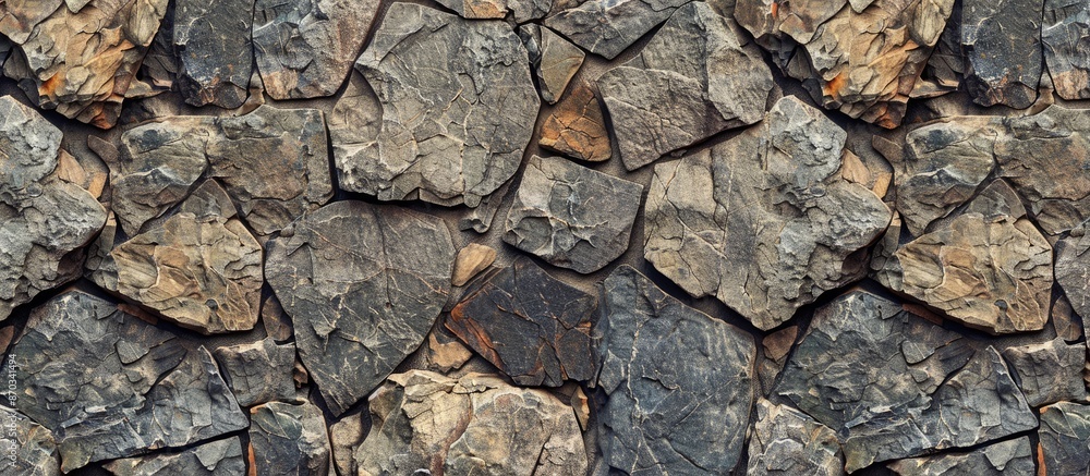 Poster Rustic stone, The texture of stone wall corrosion or grunge stone texture use for web design and wallpaper background. with copy space image. Place for adding text or design