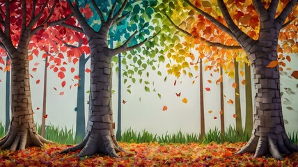 autumn trees in the park, ai generated