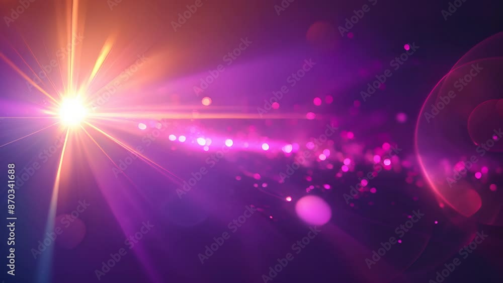 Poster An overlay of bold lens flare over a retro-futuristic gradient background evoking nostalgia and technological advancement.