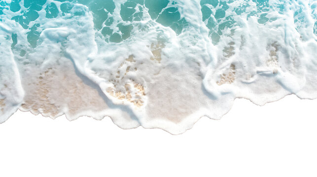 sea waves on the beach isolated on transparent white background, clipping path